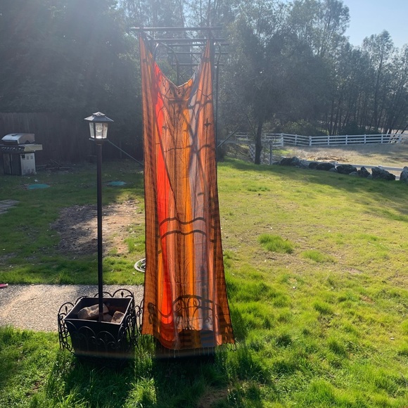 Shades of orange stripe print shawl/wrap , a great layering statement piece,HP25 - Picture 4 of 5